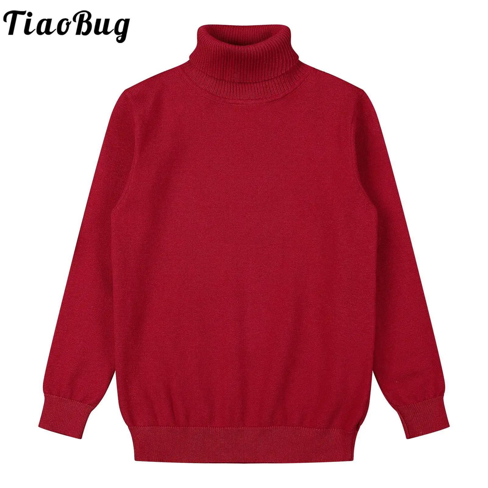 Kids Boys Long Sleeve High Collar Warm Thicken Velvet Knitted Sweater Soild Color Soft Pullover Top Fashion Casual Daily Wear